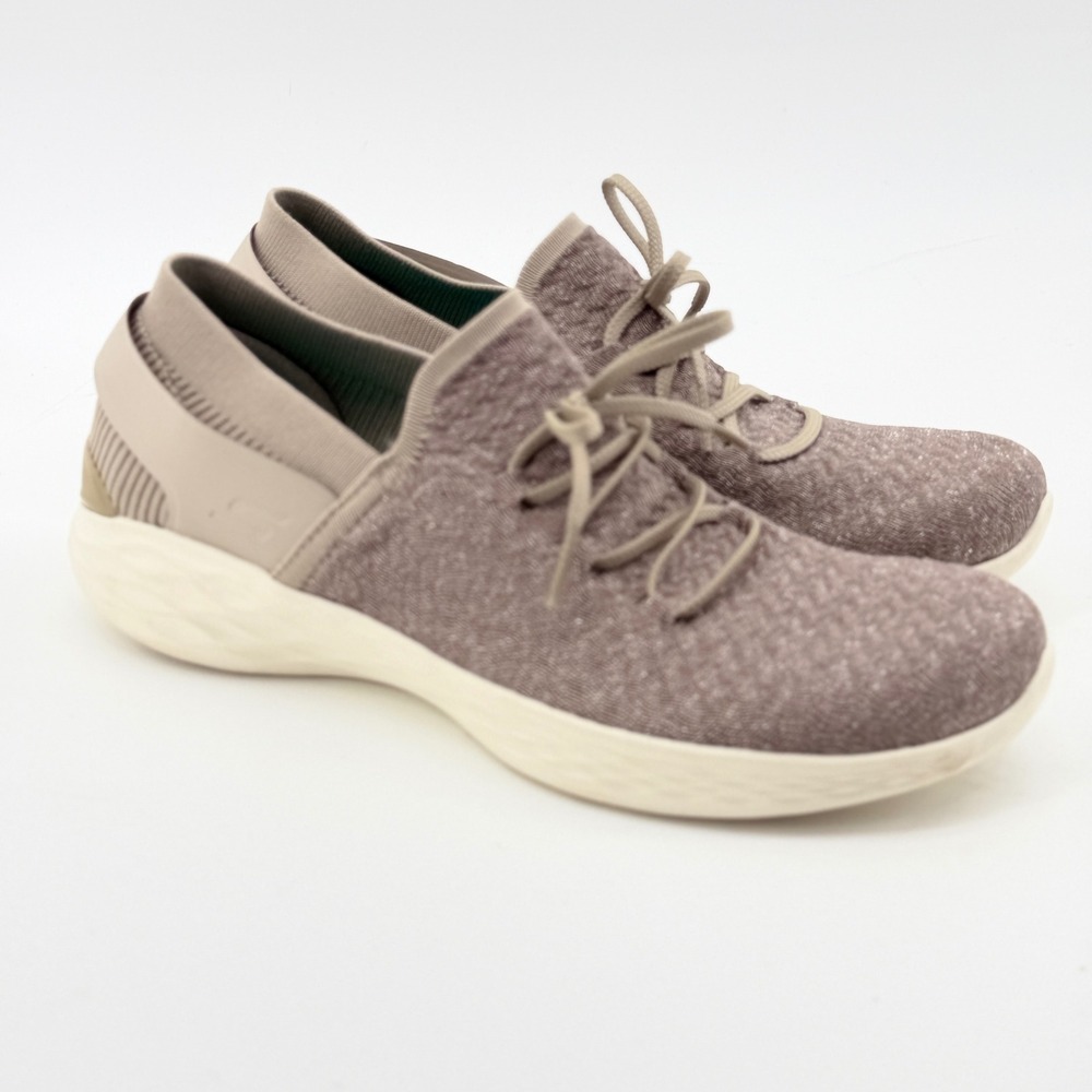 YOU by Skechers Walk Women 8 Grey Heathered Knit Slip On Sneakers 14975
